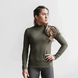 NOBULL | Waffle Knit Mock Neck Long Sleeve‎ in Green size XS